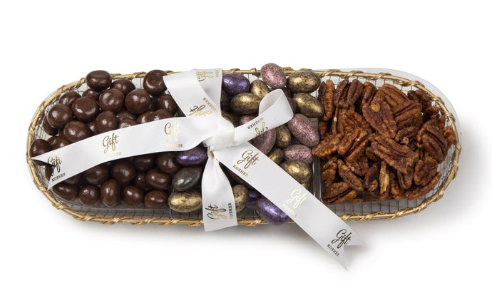 Elegant Chocolate & Nut Tray by Gift Kosher