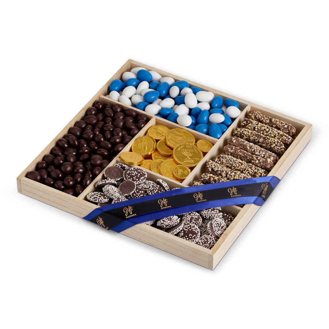 Hanukkah Chocolate Gelt Platter by Gift Kosher