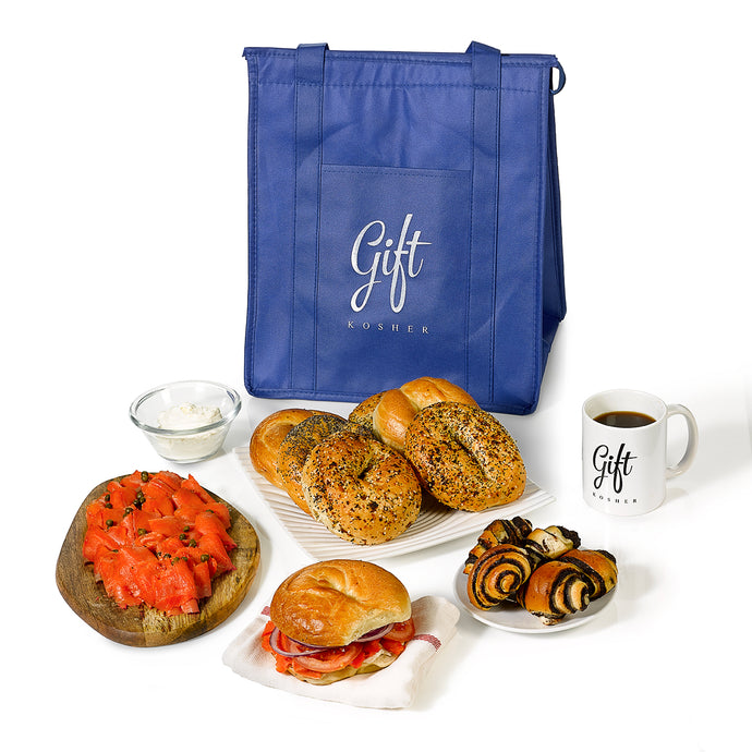 Tote bag with Bagels, Lox and cream cheese from Gift Kosher