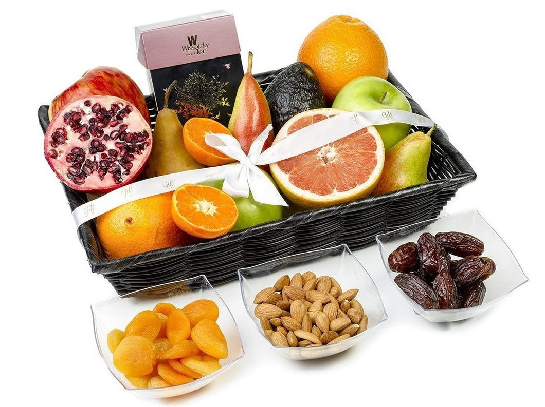Gift Kosher Basket with Fresh fruits, nuts & dried fruit 