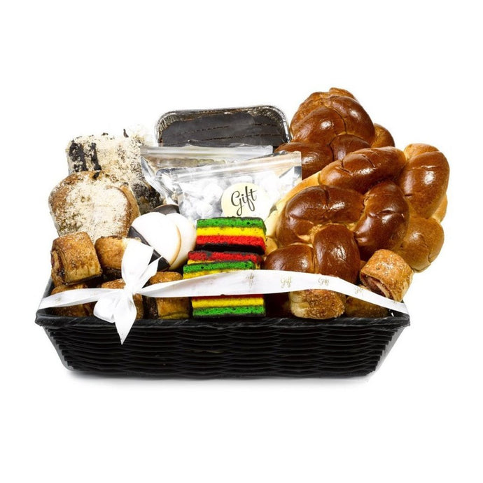 Gift Kosher Shiva Sympathy Basket filled with lots of Baked Goods. Elegant & Deluxe