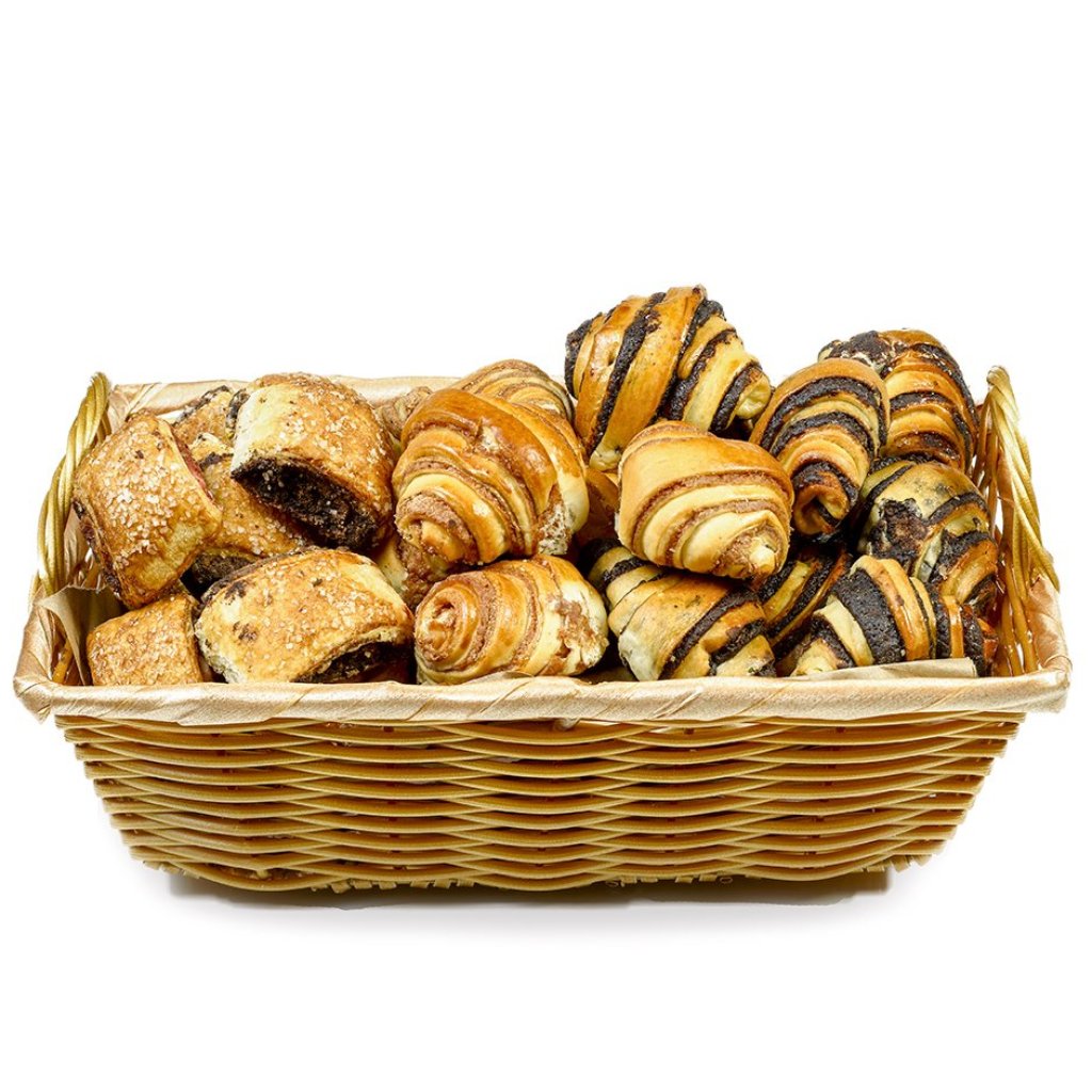 Gift Kosher Basket with Chocolate & cinnamon Rugelach, that tastes homemade.