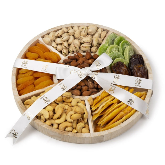 Deluxe Dried Fruit & Nut Wood Tray by Gift Kosher