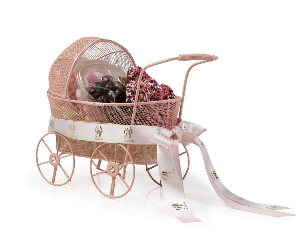 Baby Girl Carriage Gift Basket by Gift Kosher